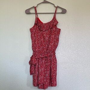 Floral Red Romper Skort